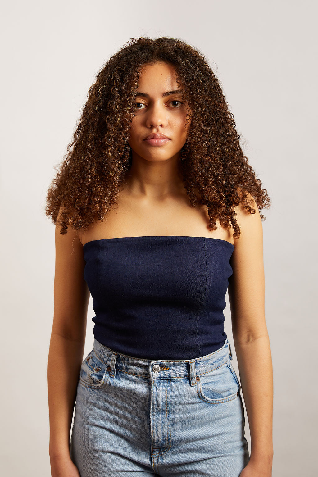 Stretch-Denim Navy Bandeau