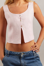 Load image into Gallery viewer, Open Front Pink Linen Top
