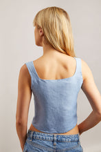 Load image into Gallery viewer, Open Front Pale Blue Linen Top
