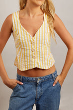 Load image into Gallery viewer, Yellow Stripe Seersucker Waistcoat
