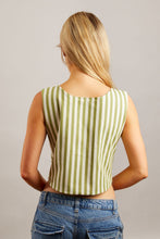 Load image into Gallery viewer, Green Stripe Denim Gilet
