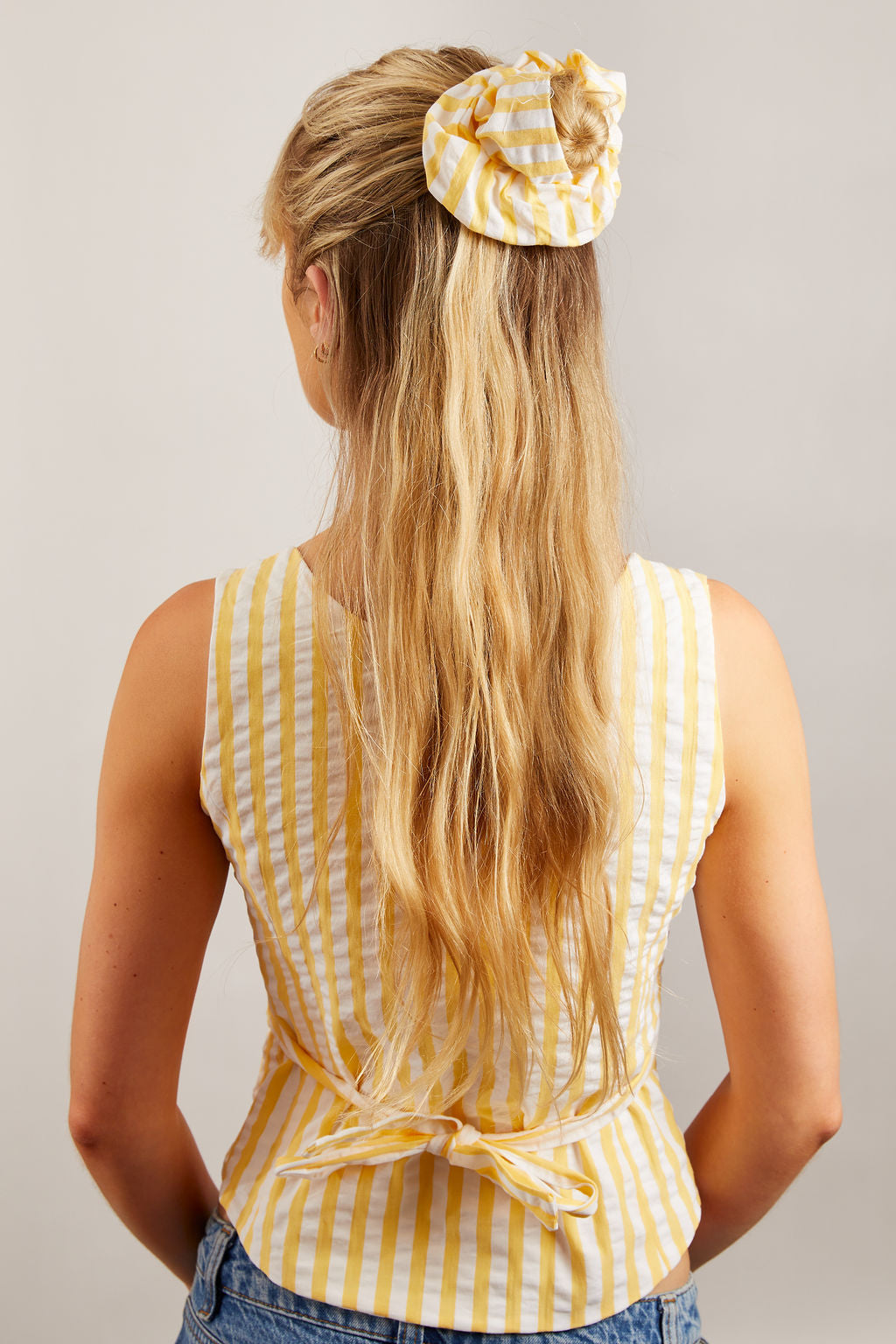 Yellow Stripe Seersucker Scrunchie