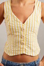 Load image into Gallery viewer, Yellow Stripe Seersucker Waistcoat
