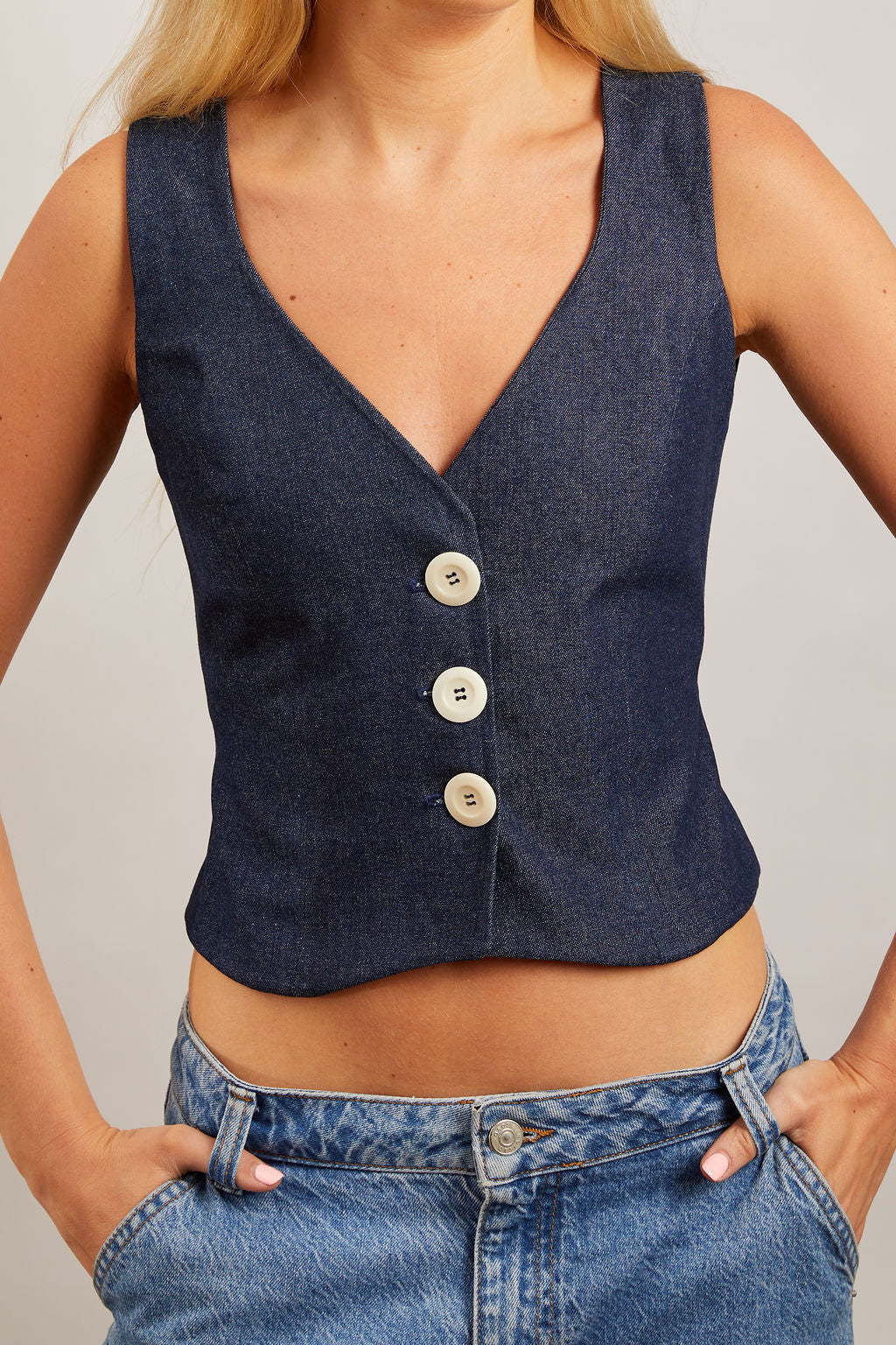 Navy Denim Waistcoat