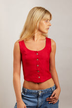 Load image into Gallery viewer, Button Front Red Linen Top
