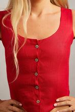 Load image into Gallery viewer, Button Front Red Linen Top
