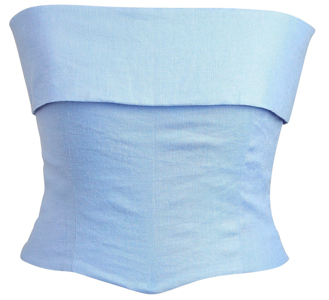 Pale Blue Fold Over Corset