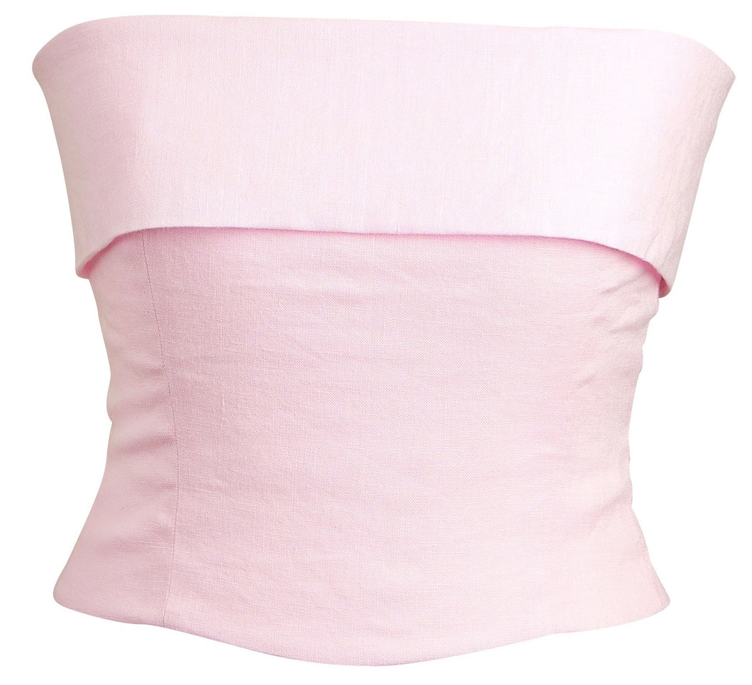 Pale Pink Fold Over Corset