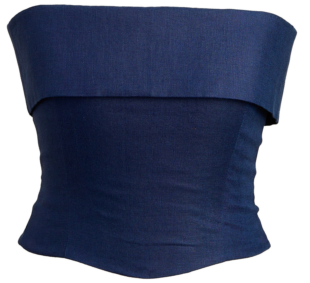 Navy Blue Fold Over Corset