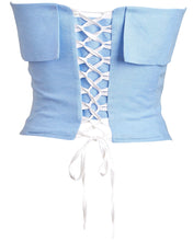 Load image into Gallery viewer, Pale Blue Fold Over Corset
